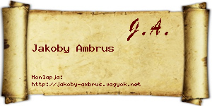 Jakoby Ambrus névjegykártya